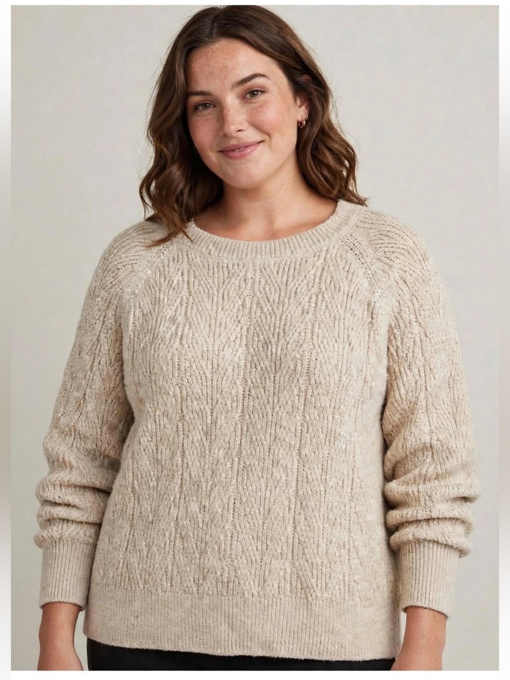 Old Navy Cream Cable Knit Scoopneck Sweater - NWOT